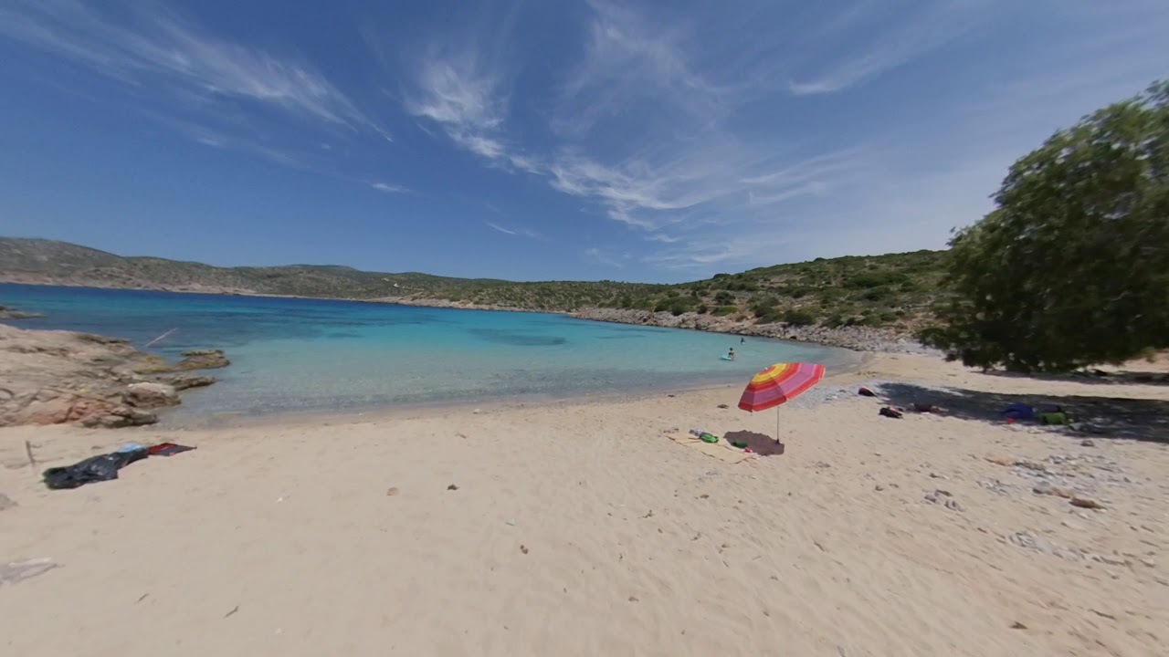 Agia Dynami Strand auf Chios mit türkisfarbenem Wasser