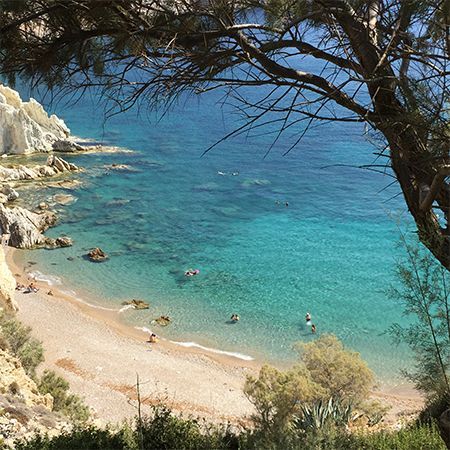 Vroulidia Beach in Chios with turquoise waters and pebbles